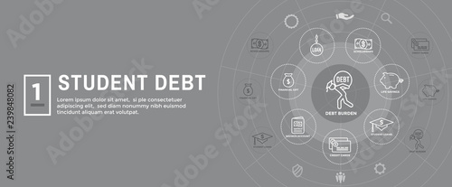 Graduate Student Loan Icon - Student Loan Graphics for Education Financial Aid or Assistance, Government Loans, and Debt