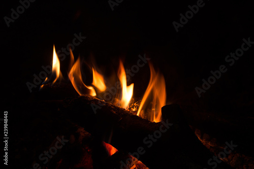 Fire in a fireplace