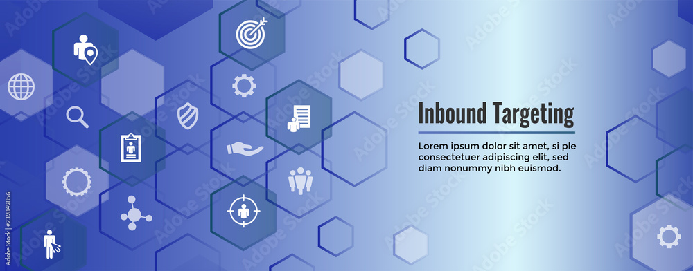Digital Inbound Marketing  and Targeting Web Banner w Vector Icon Set