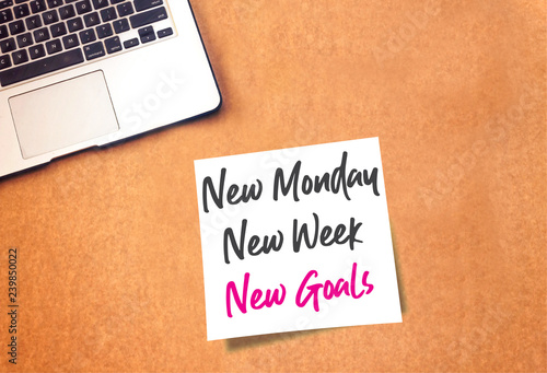 Conceptual hand writing showing New Monday New Week New Goals