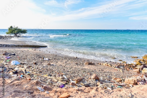 Garbage and Dirty Waste on Beach in Koh Larn
