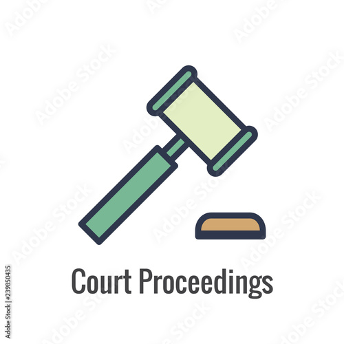Law and Legal Icon Set with Judge, Jury, and Judicial icons