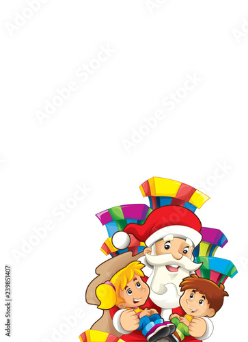 cartoon scene with santa claus and kids on white background - illustration for children © honeyflavour