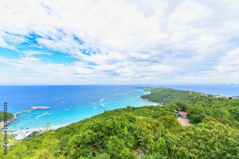 View of Tropical Island of Koh Larn from Top of the Mountain