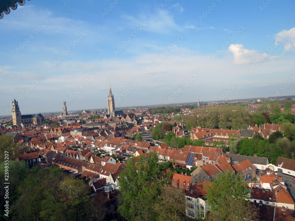 Europe, Belgium, West Flanders, Bruges, central part of the city, bird's eye view