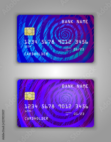 Bank card. Modern credit card template design. Blue and blue color