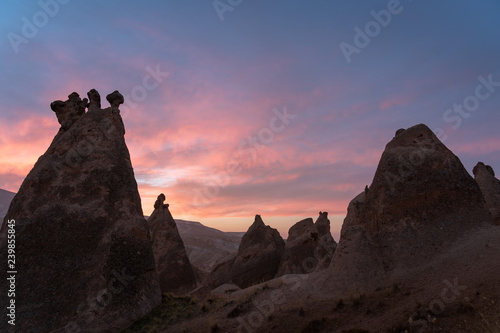Beutiful shape rocks in Capadocia at sunset in magic valley