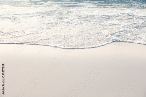 Fototapeta Naklejka Na Ścianę i Meble -  Soft waves on the sand beach,The sand is empty for product placement 