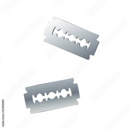 Vector set of metal razor blades with texture