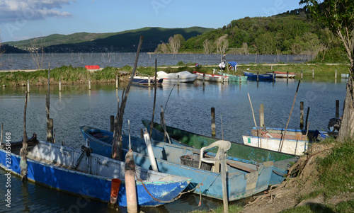 Umbria  Italy  harbor in Trasimeno lake near San Feliciano with fishing boats