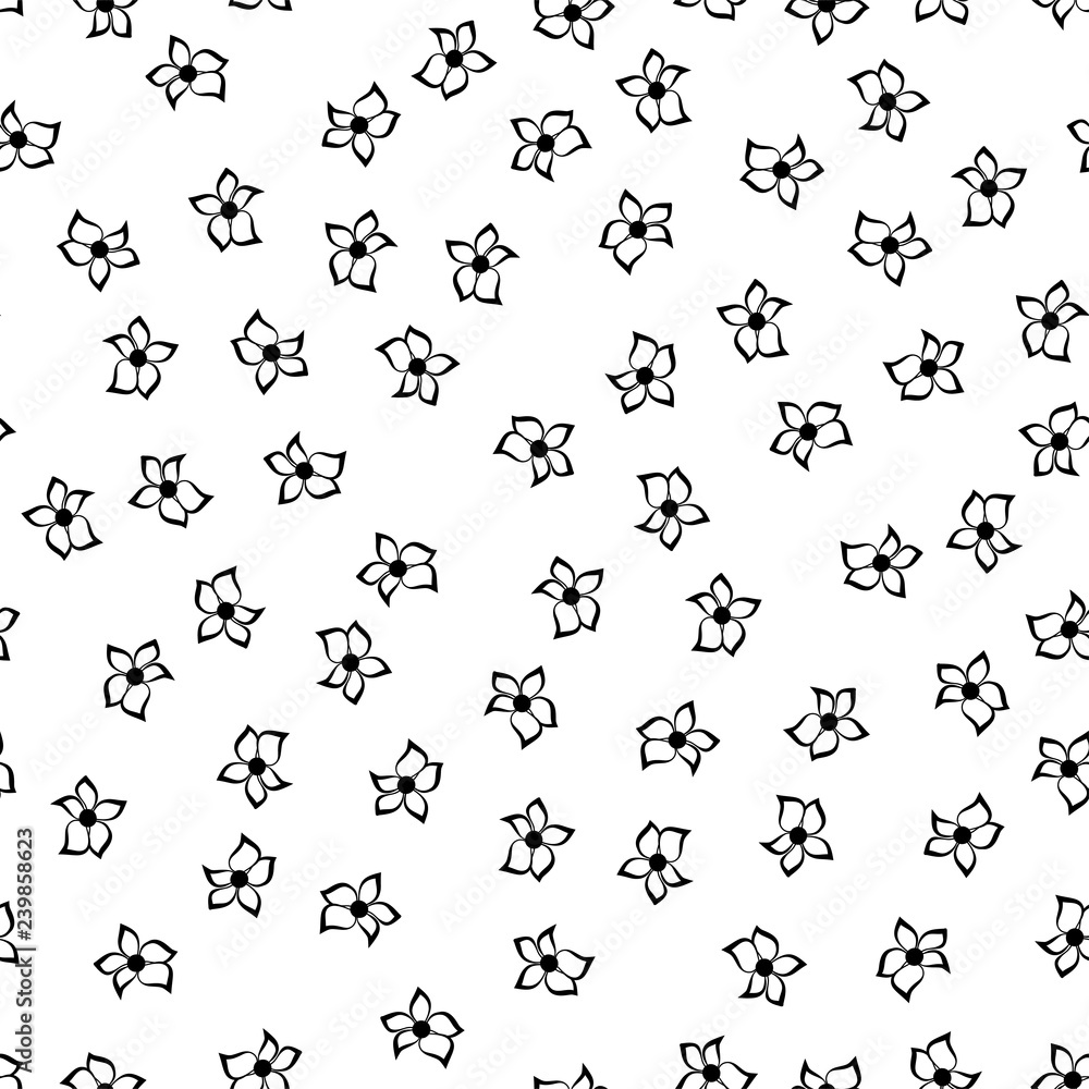 Naklejka premium Monochrome floral seamless printable pattern