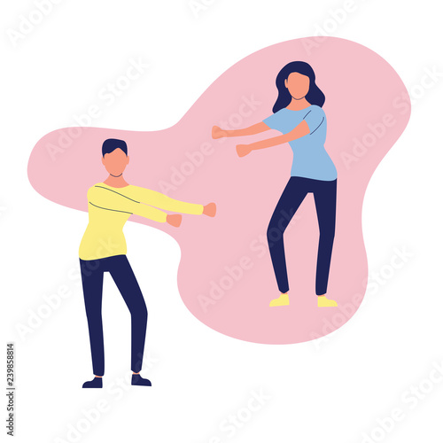 young people dancing popular floss dance flat style