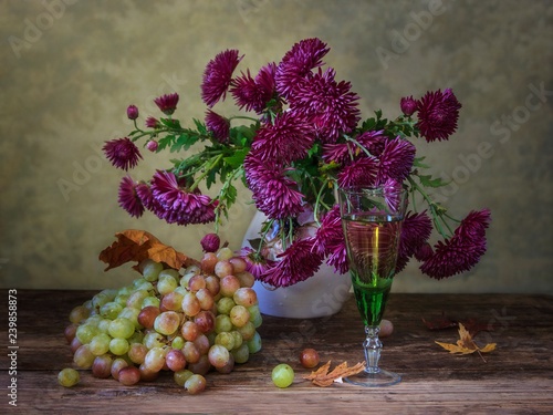 Wallpaper Mural Still life with beautiful bouquet  magenta chrysanthemums Torontodigital.ca