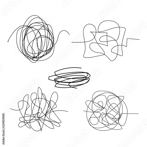 scribble hand drawn circle object set black line