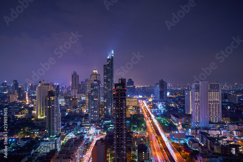 night cityscape with road to metropolis