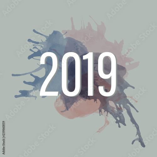 Christian worship and praise. Watercolor splashes with text : 2019