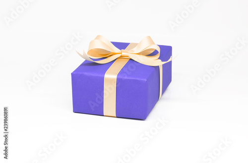Purple gift box on isolated on white background.