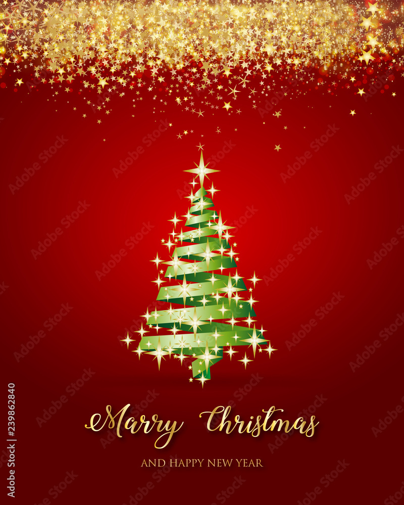 Red and gold Christmas and New Year greeting card Red and gold Christmas and New Year greeting card
