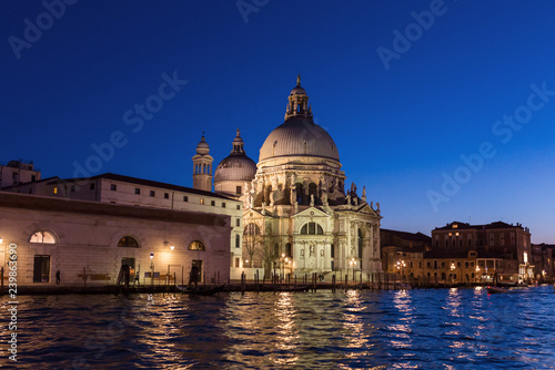 Basilica Santa Maria della Salute at night in Venice, Italy © Mazur Travel