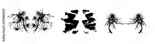 Rorschach inkblot test illustration, symmetrical abstract ink stains