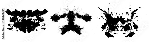 Rorschach inkblot test illustration, symmetrical abstract ink stains