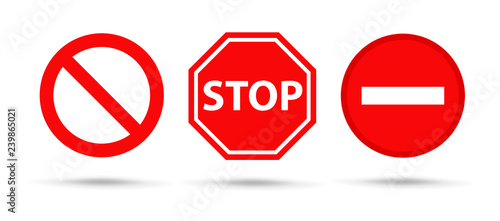 Free Download Red Sing Stop and warning symbol Vector. Isolate on white background. - GFXLoad