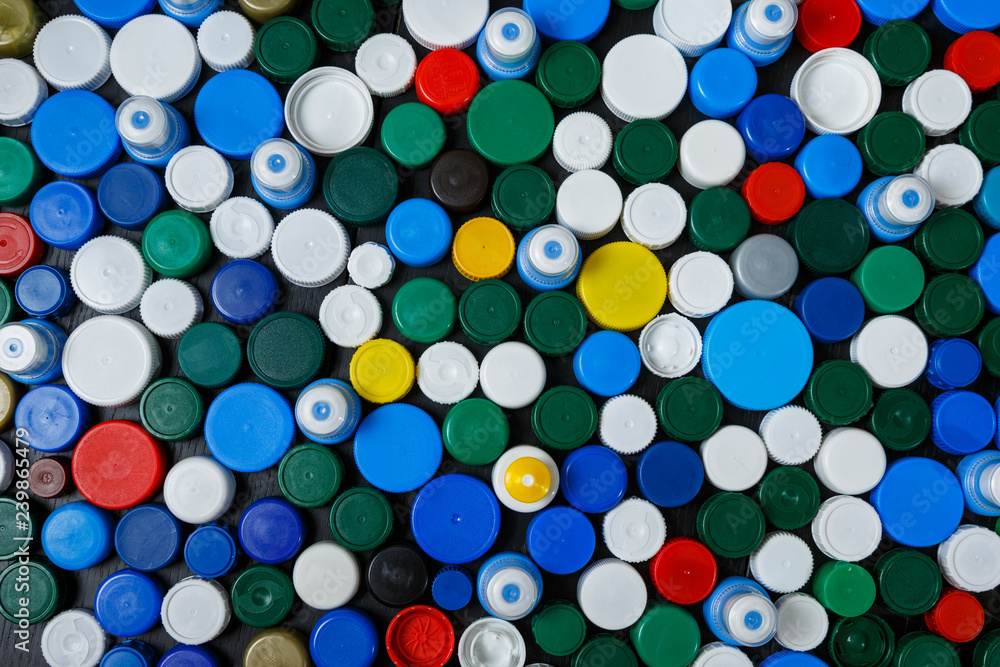 Collection of various colorful plastic screw caps Collection of various colorful plastic screw caps
