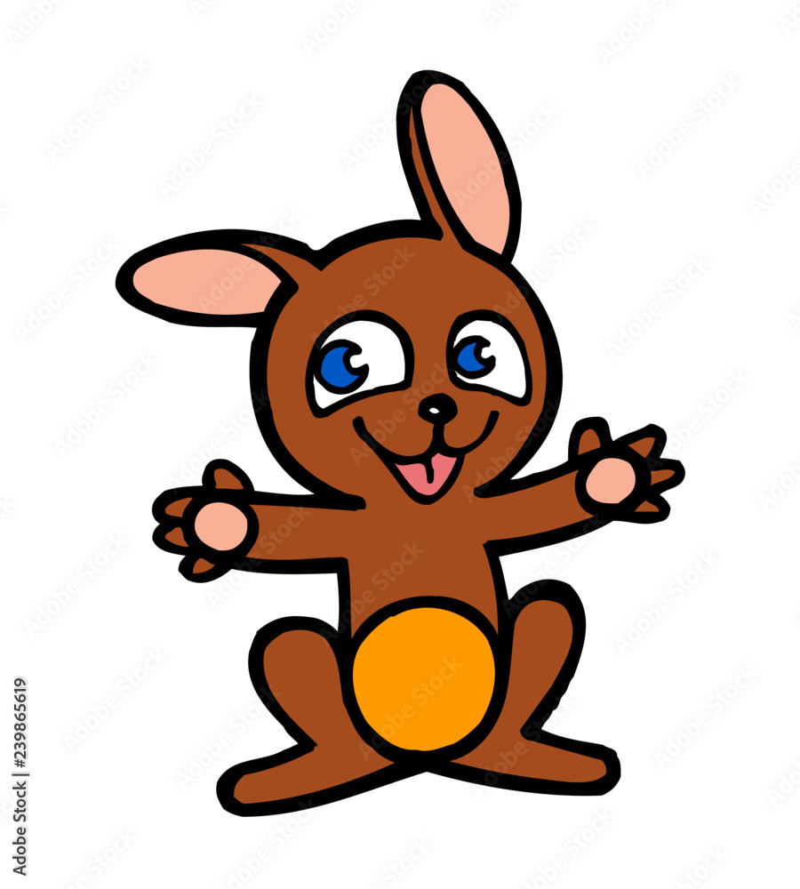 rabbit brown mascot and big hug rabbit brown mascot and big hug