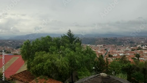 Skyline over Sucre, bolivia. Aerial view over the capital city. The White City.