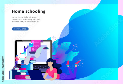 Concept Landing page template Education people, Internet studying, online training, online book, tutorials, e-learning for social media, distance education, documents, cards, posters