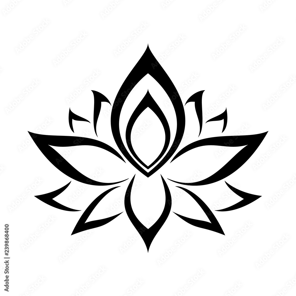 Lotus flower. Black isolated on white background. Ethnic oriental ornament Lotus flower. Black isolated on white background. Ethnic oriental ornament
