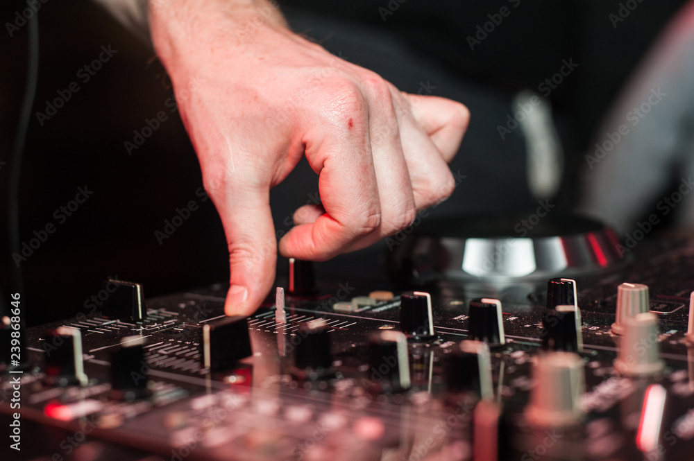 Dj controller at the party macro Dj controller at the party macro