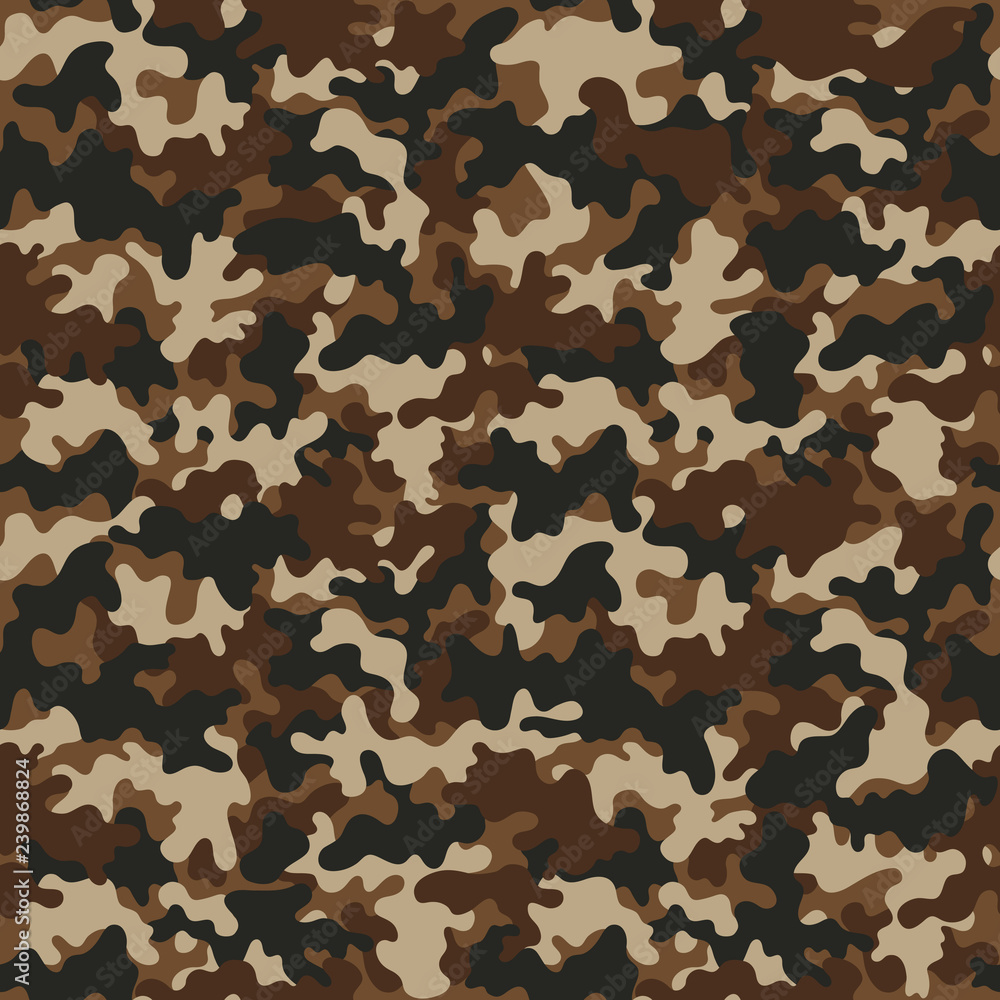 Naklejka premium Camouflage Seamless Pattern - Abstract design of camouflage in brown colors