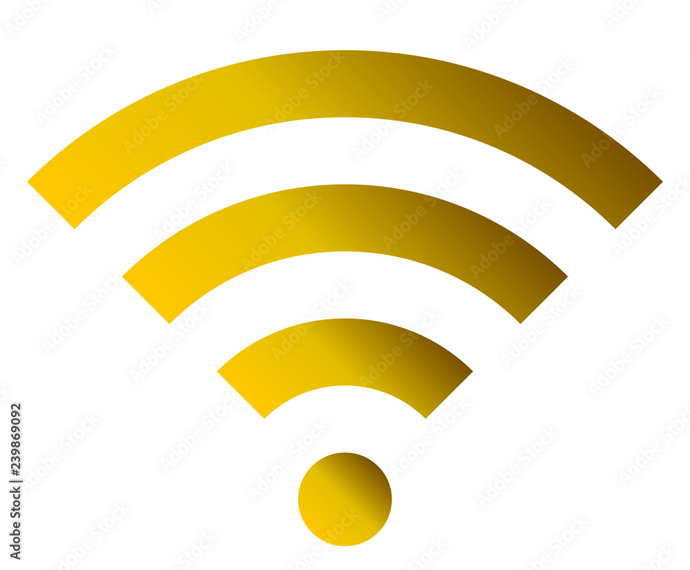 Wifi symbol icon - golden simple gradient, isolated - vector Wifi symbol icon - golden simple gradient, isolated - vector