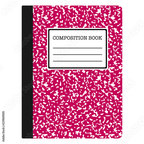 Composition Book - Magenta composition notebook with copy space isolated on white background