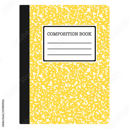 Composition Book - Yellow composition notebook with copy space isolated on white background