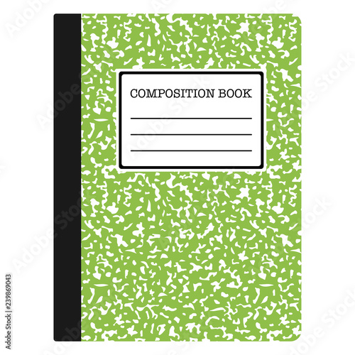 Composition Book - Light green composition notebook with copy space isolated on white background
