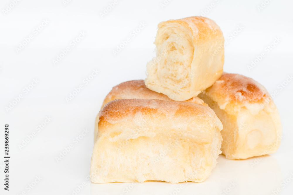 Fresh home made bread over white table Fresh home made bread over white table