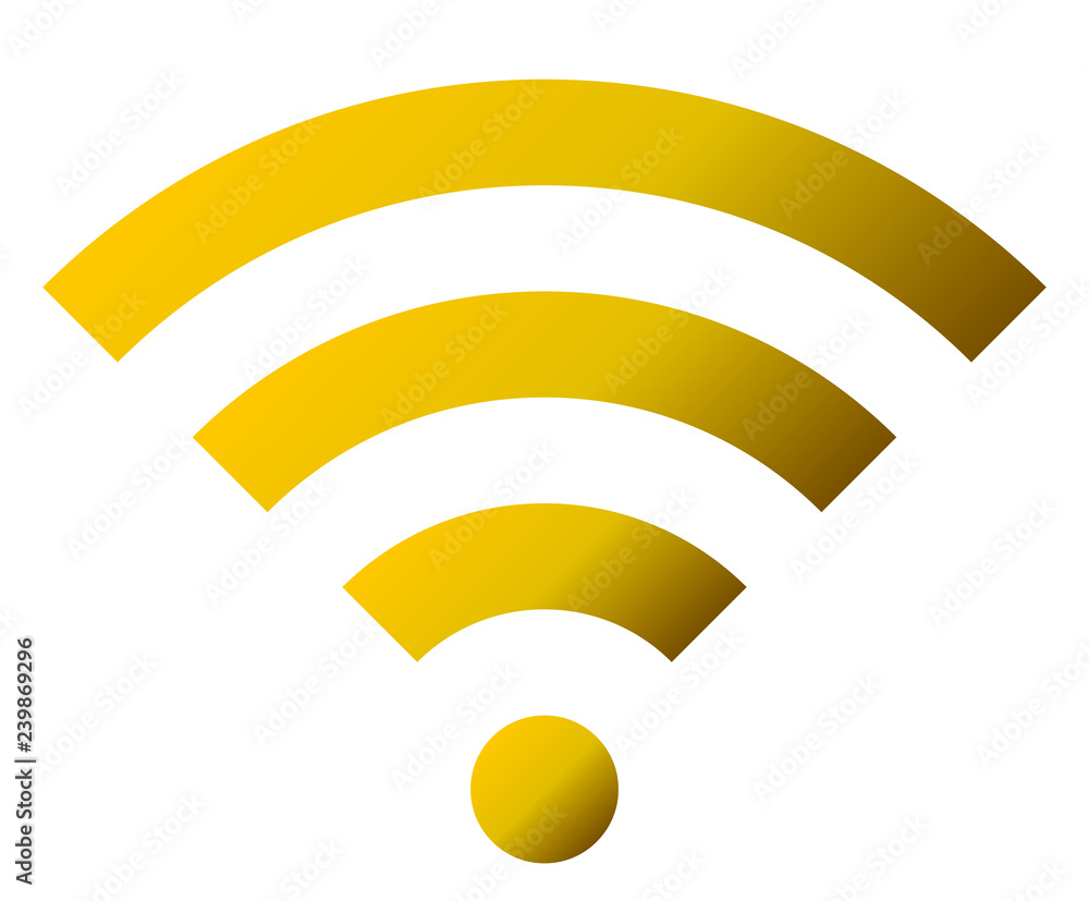 Wifi symbol icon - golden simple gradient, isolated - vector Wifi symbol icon - golden simple gradient, isolated - vector
