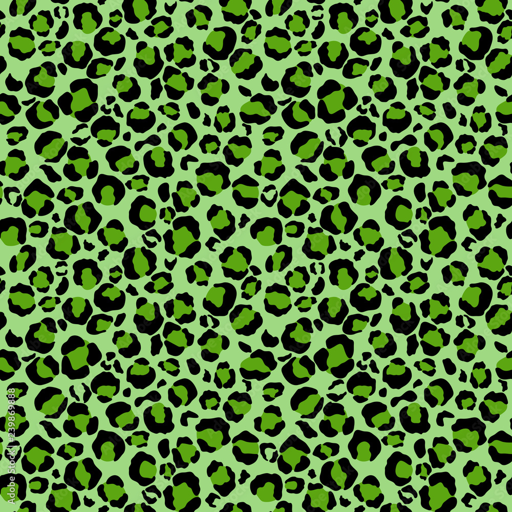 Leopard Print Seamless Pattern - Leopard print design in green colors Stock  Vector