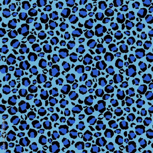 Leopard Print Seamless Pattern - Leopard print design in blue colors