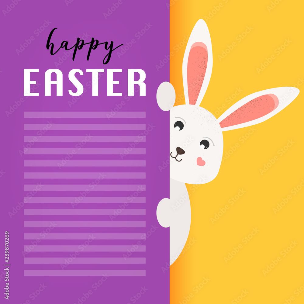 Happy Easter greeting card. Easter bunny, place for your text. Vector Illustration. Happy Easter greeting card. Easter bunny, place for your text. Vector Illustration.