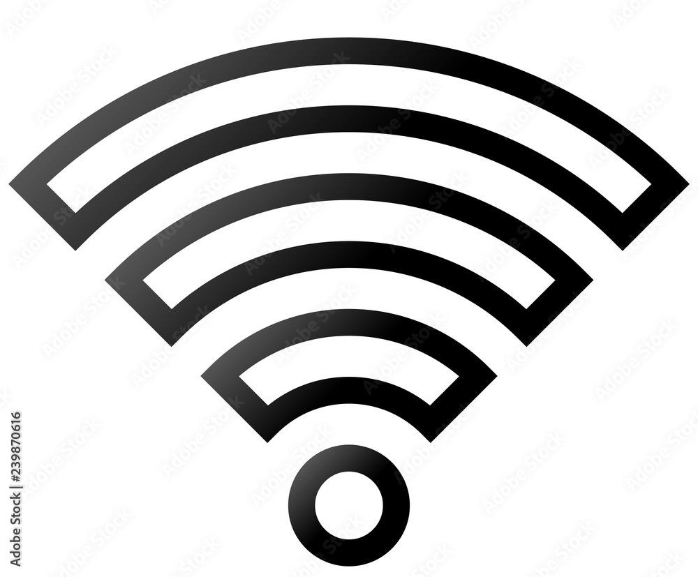 Wifi symbol icon - black outlined gradient, isolated - vector Wifi symbol icon - black outlined gradient, isolated - vector
