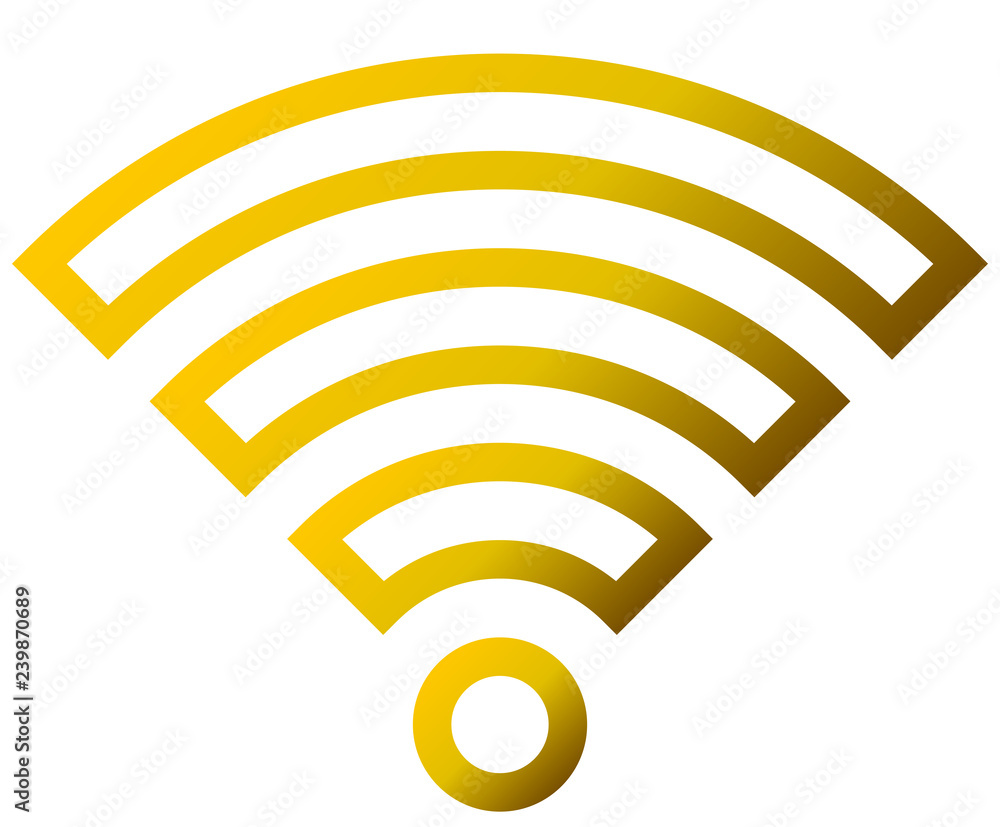 Wifi symbol icon - golden outlined gradient, isolated - vector Wifi symbol icon - golden outlined gradient, isolated - vector