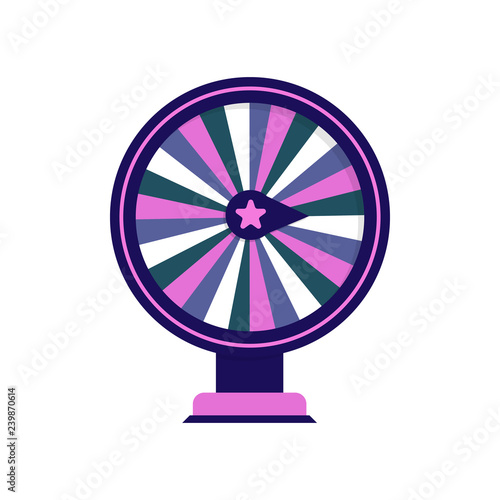 Pink, purple and gray fortune wheel illustration. Game, gambling, luck. Casino concept. Vector illustration can be used for topics like casino, circus, entertainment