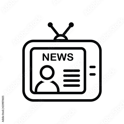 Black line icon for  news broadcast 