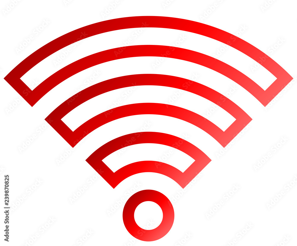 Wifi symbol icon - red outlined gradient, isolated - vector Wifi symbol icon - red outlined gradient, isolated - vector