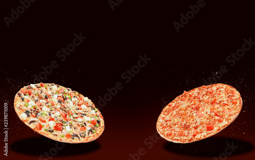 many different pizzas. concept of choice