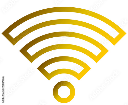 Wifi symbol icon - golden outlined gradient, isolated - vector