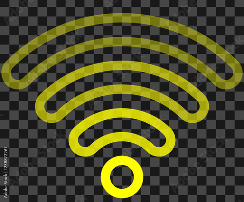 Wifi symbol icon - yellow outlined rounded transparent, isolated - vector